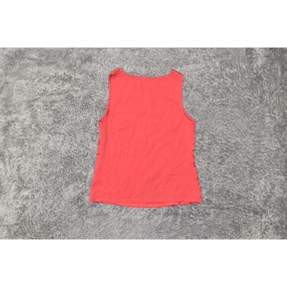 Ann Taylor Red Polyester Blouse M Size Crew Neck Sleeveless Solid Top - Picture 3 of 7